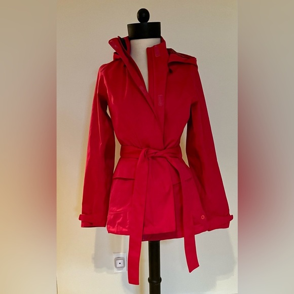 Mountain Hardwear pink Hooded Trench rain Coat with Belt women’s size S - Picture 1 of 4